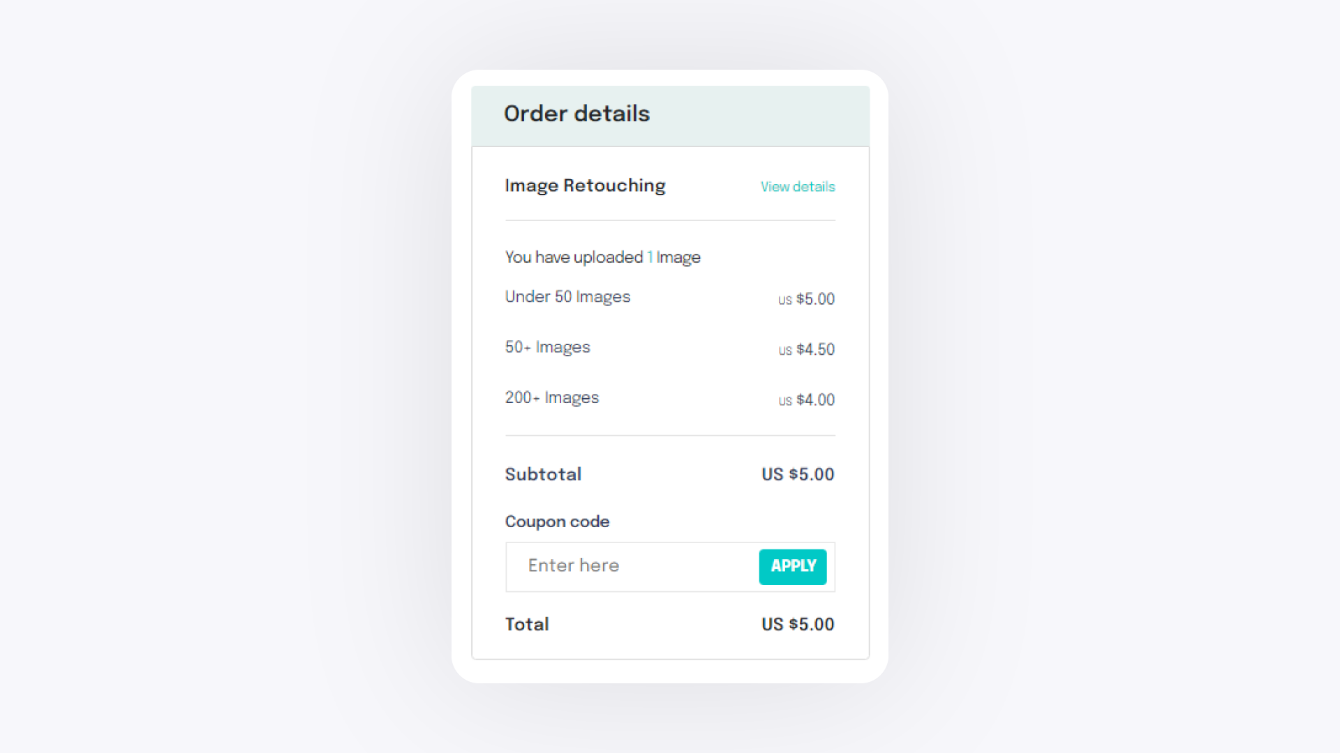 Retouching Order — Review Summary and Coupon Code