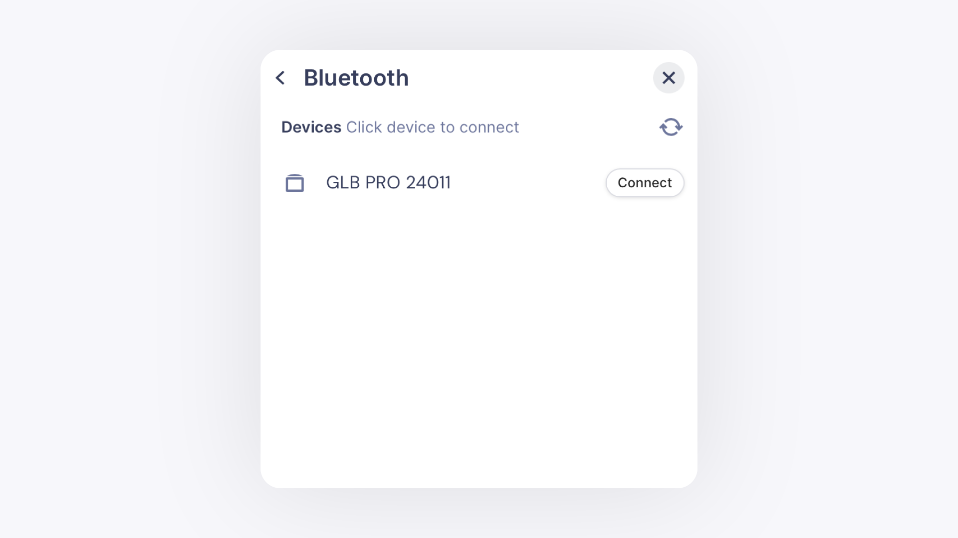 Device Type and Serial Number Selection in the GemIQ app