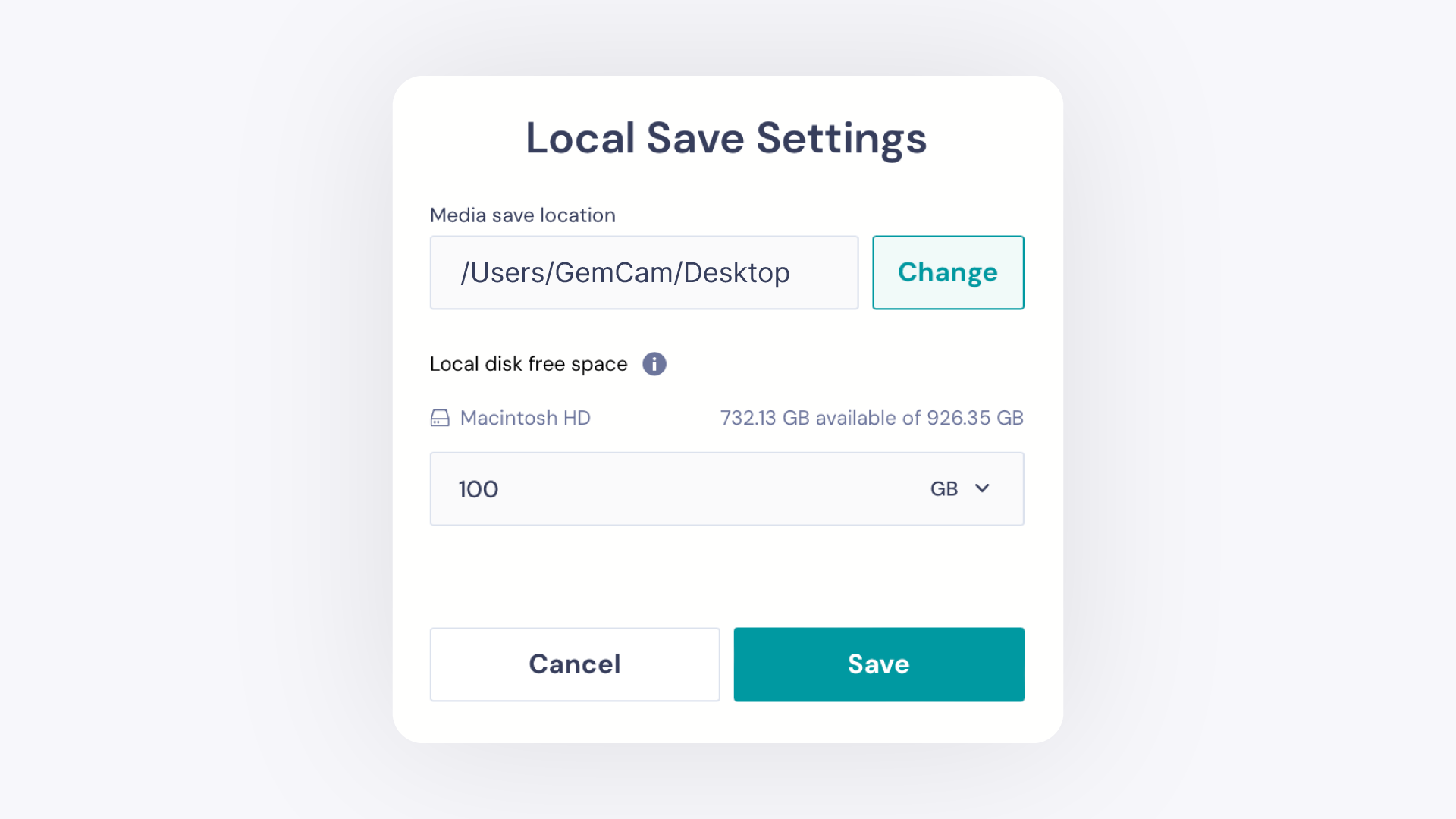 GemCam Save Destination Selection Prompt