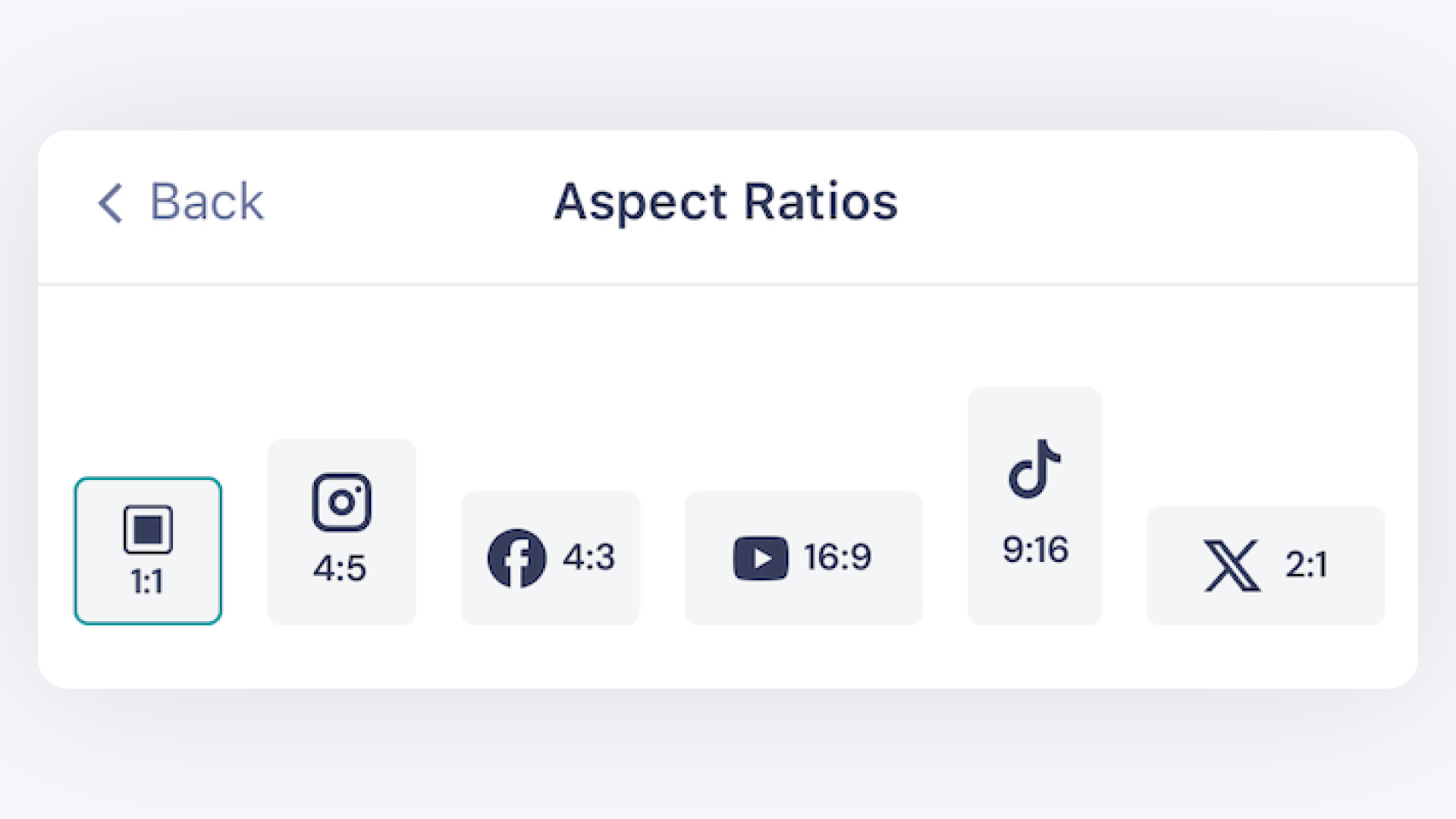 Selecting an Aspect Ratio in the GemIQ app