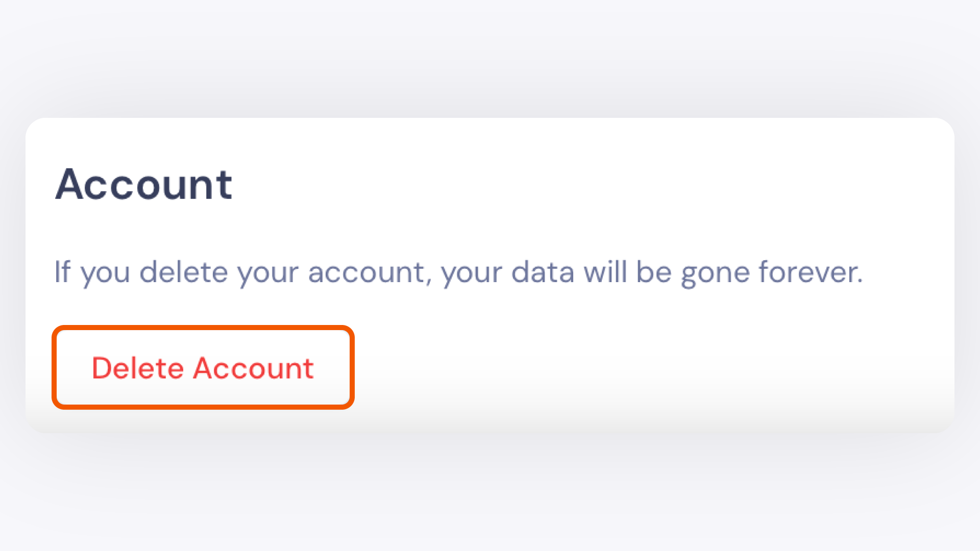 Delete Account Button Location