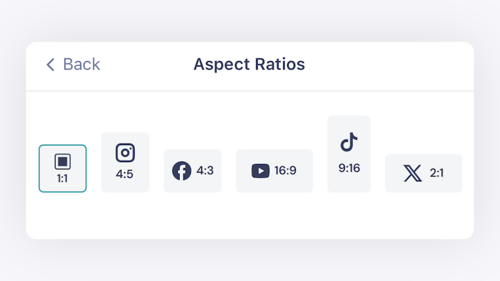Selecting an Aspect Ratio in the GemIQ App