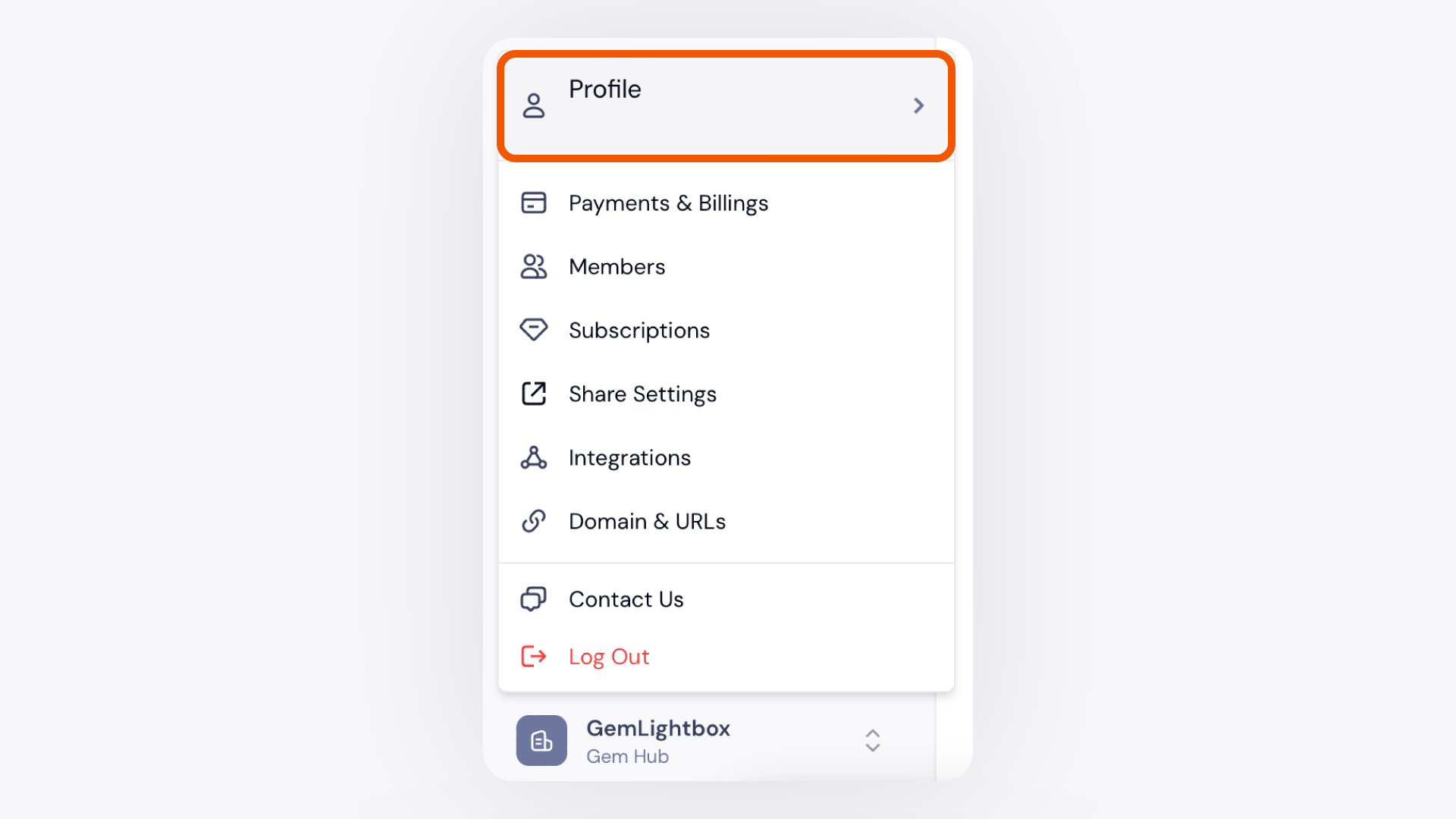 A dropdown menu appearing after clicking the user's profile name.