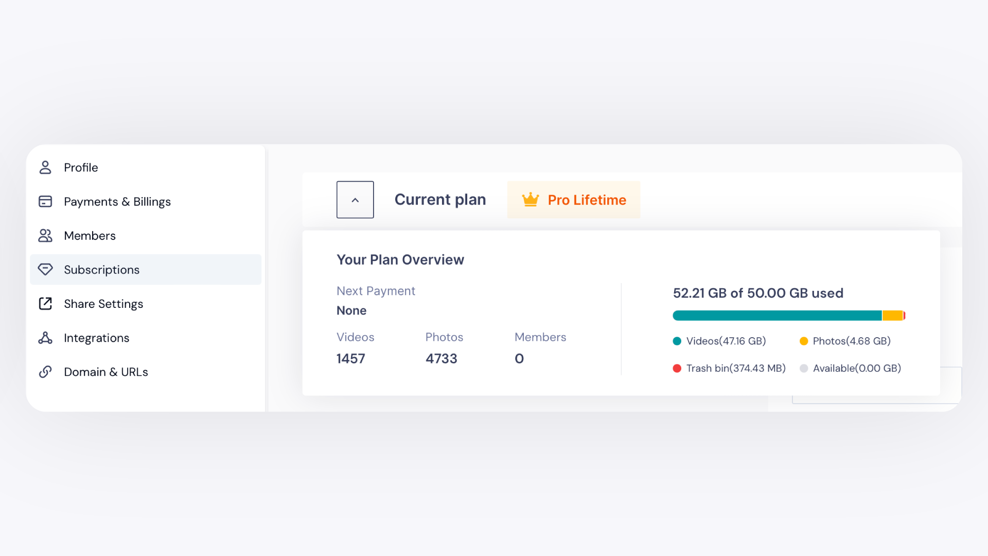 GemIQ app Subscriptions Menu