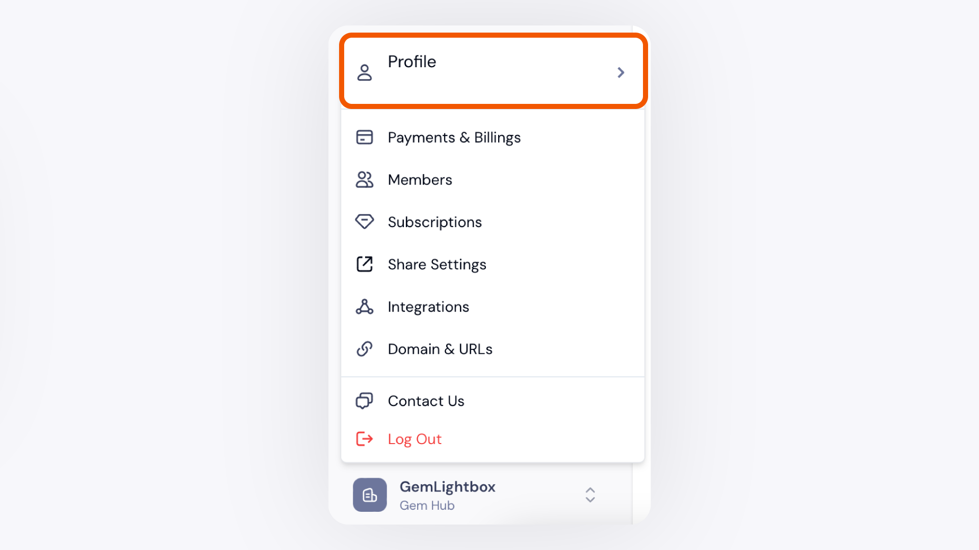 GemIQ app Profile Menu