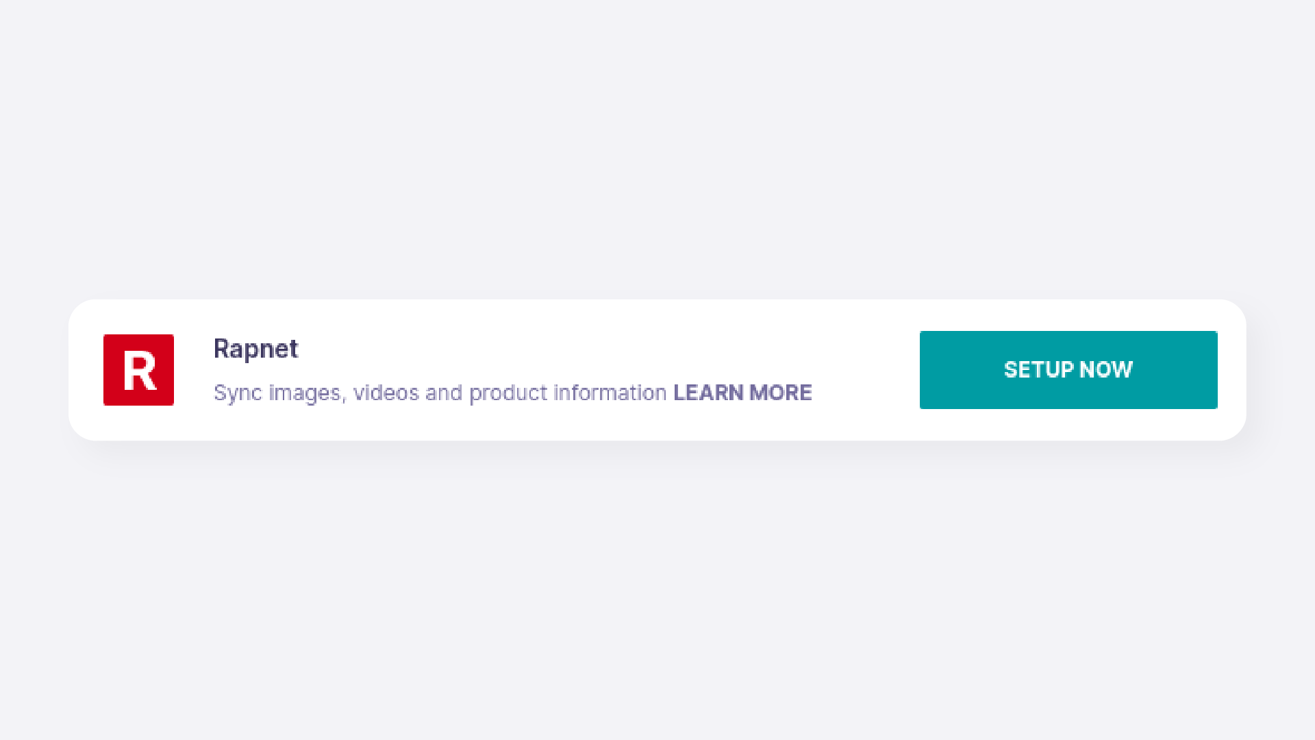 A user interface showing the RapNet integration option with a button that says Set up Now.