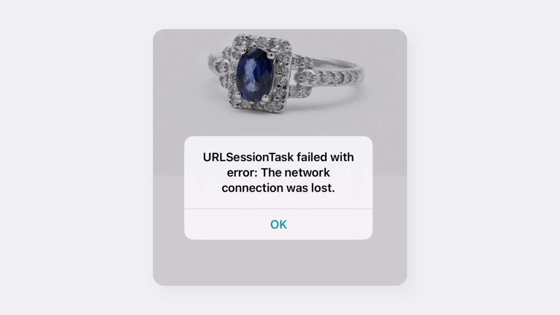 Error message: URLSessionTask failed with error: The network connection was lost.