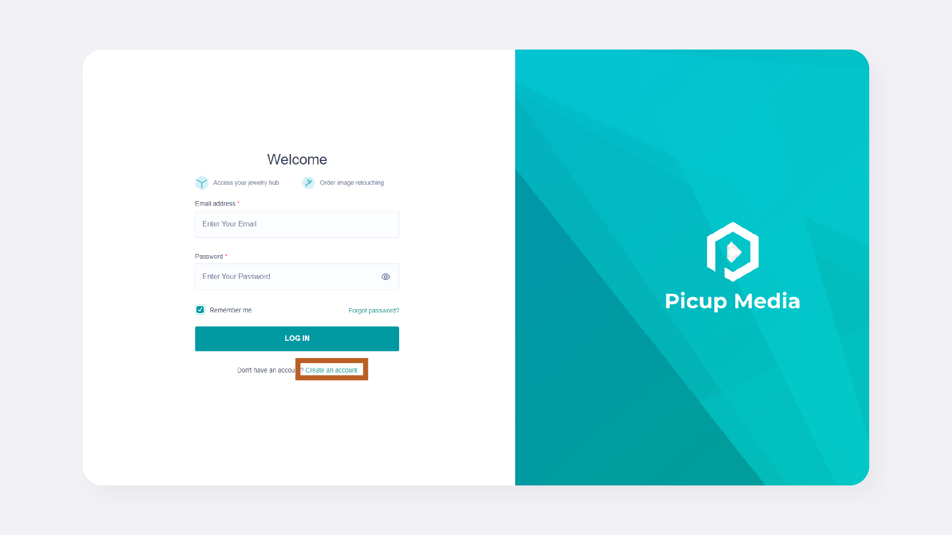 A Login Screen with an Arrow Pointing to the 'Create an Account' Link