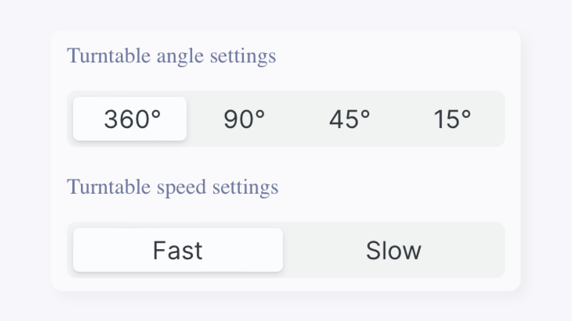 GemCam Turntable Angle and Speed Settings