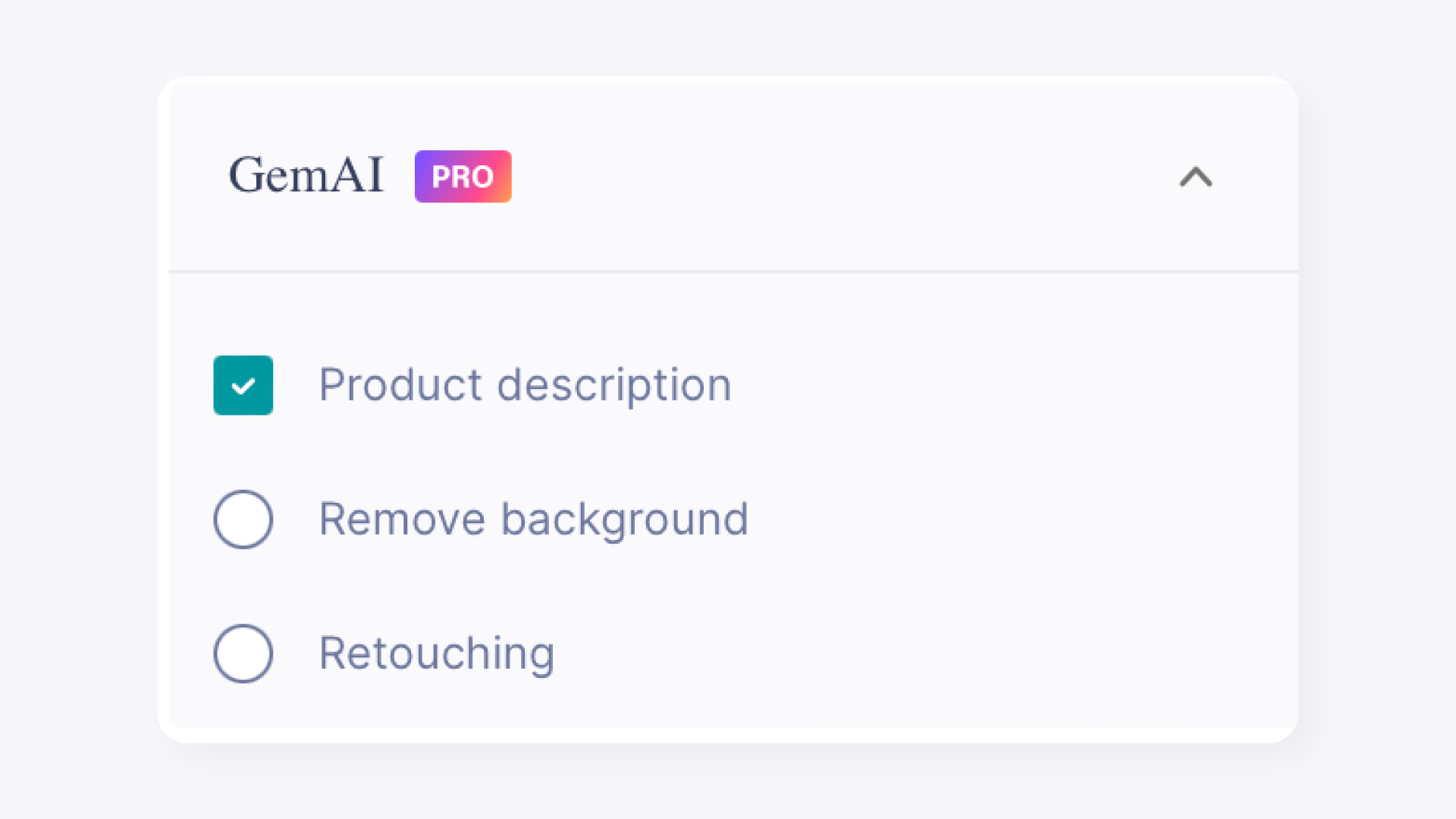 GemCam GemAI Feature Selection Panel