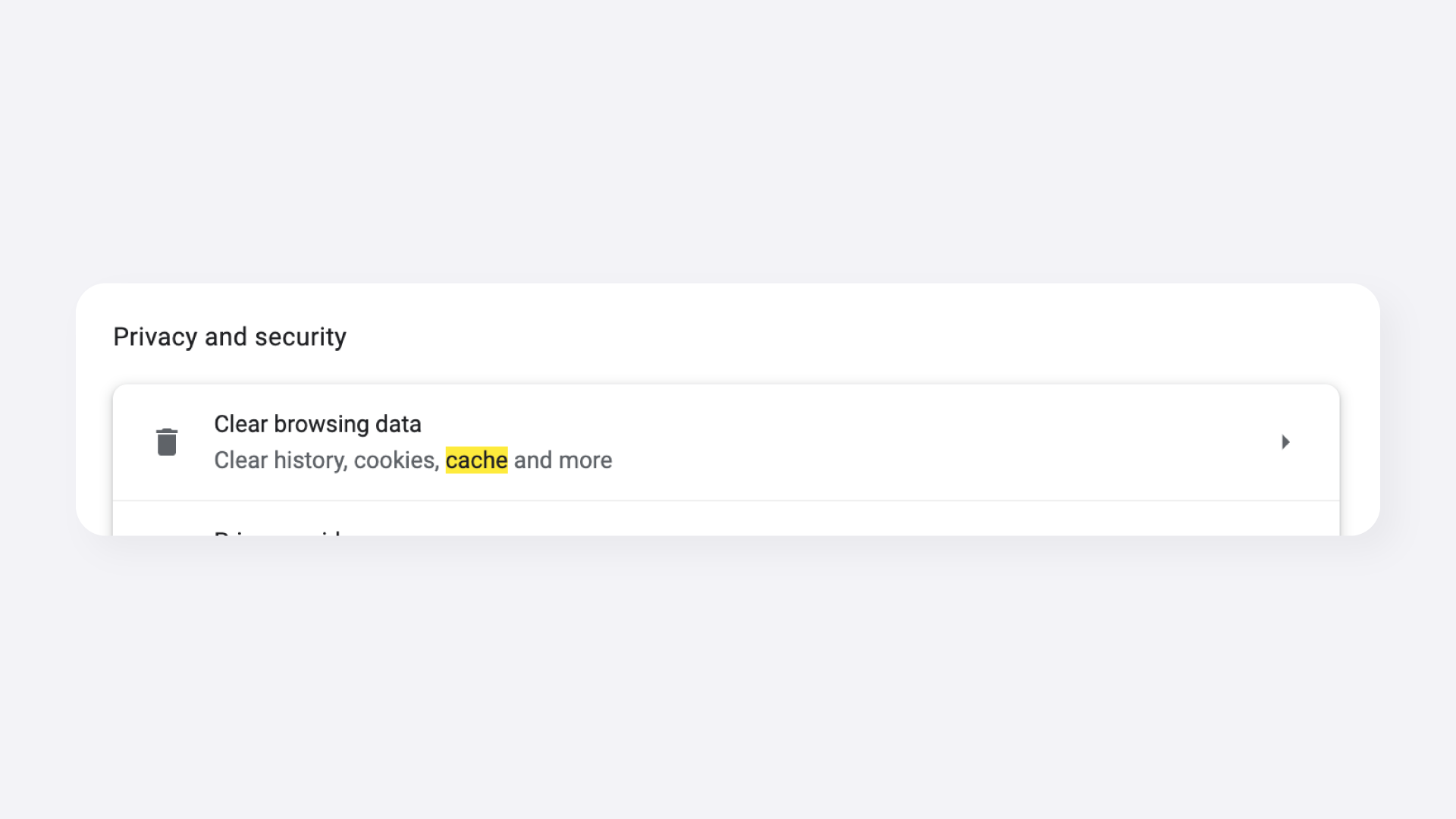 Chrome Settings — Clear Browsing Data Option