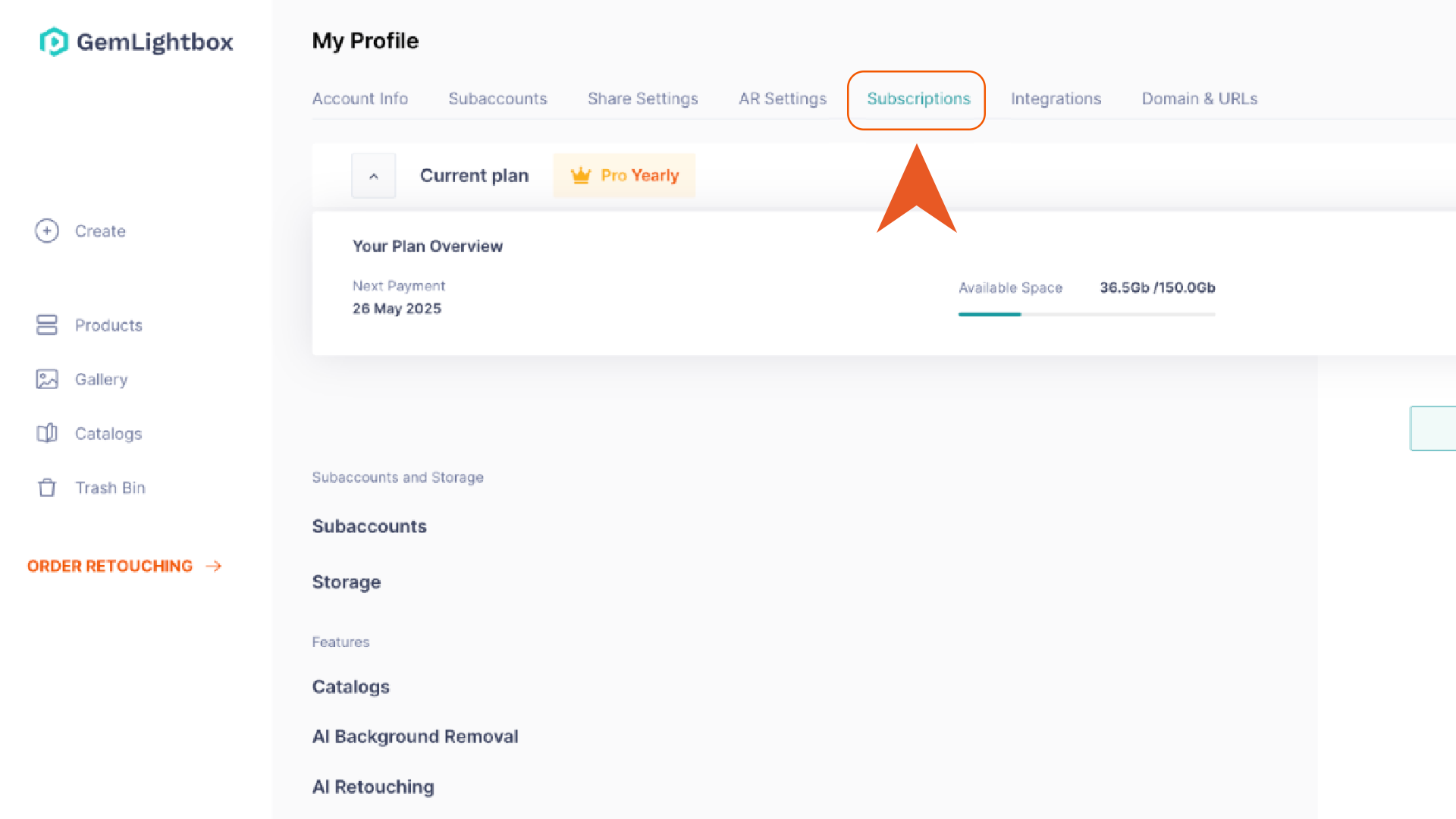 GemIQ app Subscriptions Screen