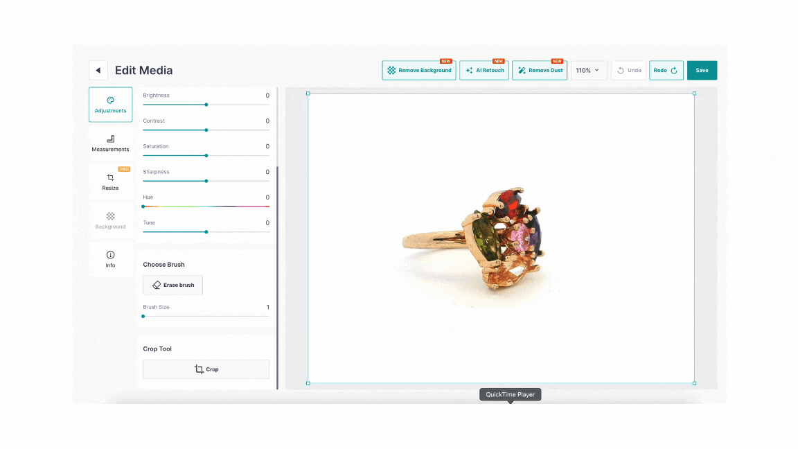 A GIF showing the crop handles being dragged to frame a ring.