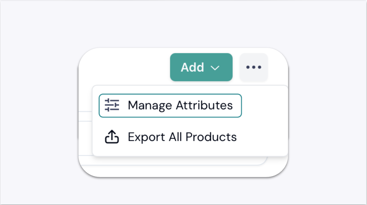 Manage Attributes Menu in the GemIQ app Products Section