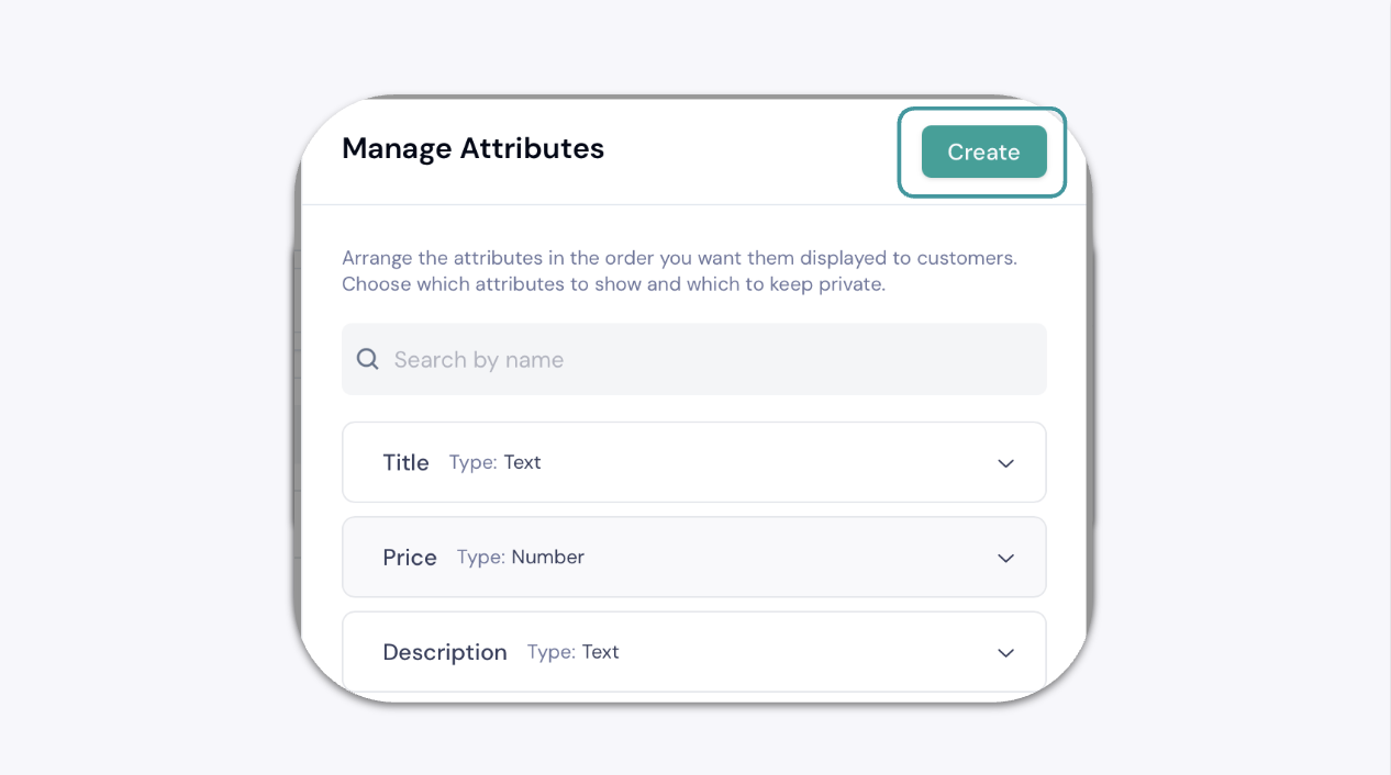 Create Button in Manage Attributes Side Panel