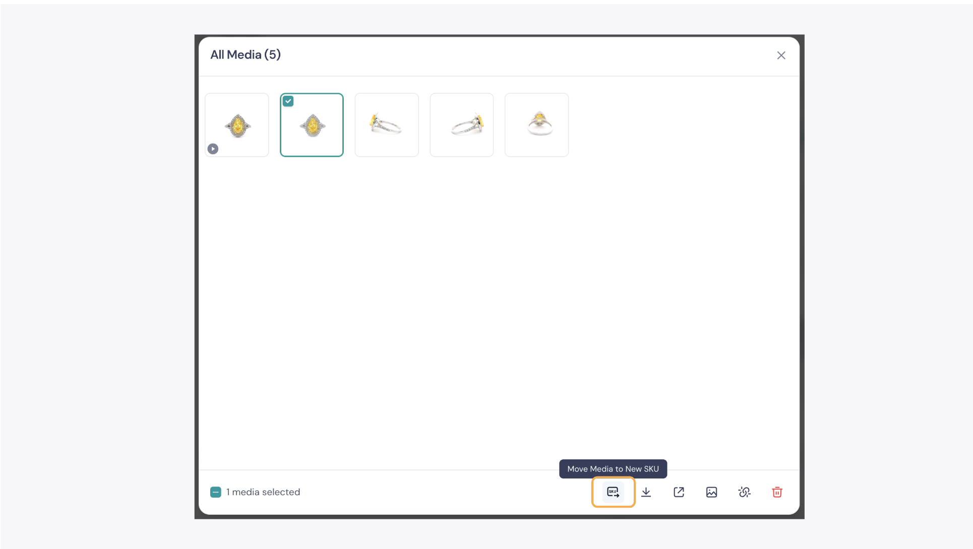 GemIQ app Manage Window — Reassign Image to New SKU