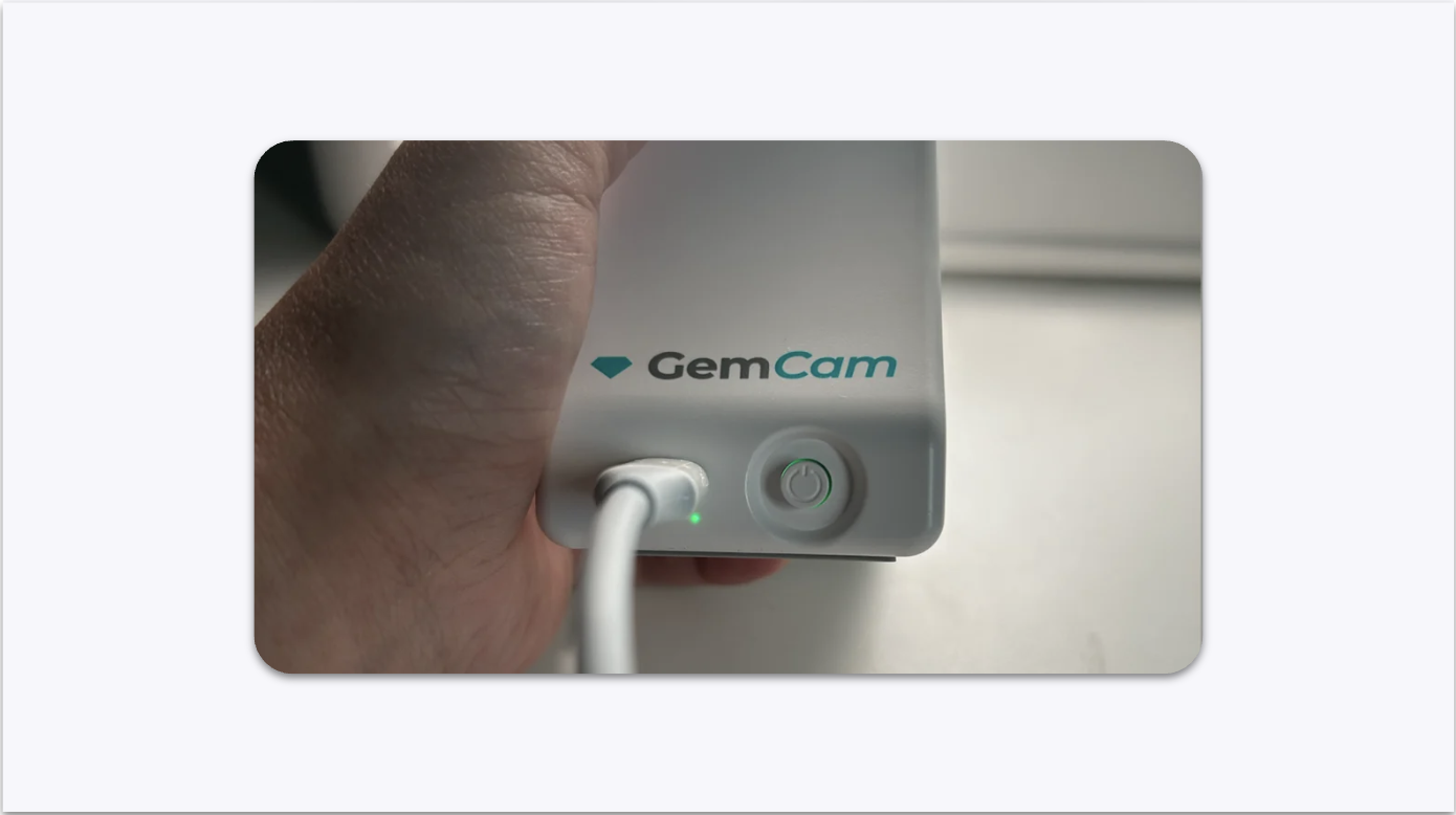 GemCam Connected to Computer with Green Indicator Light