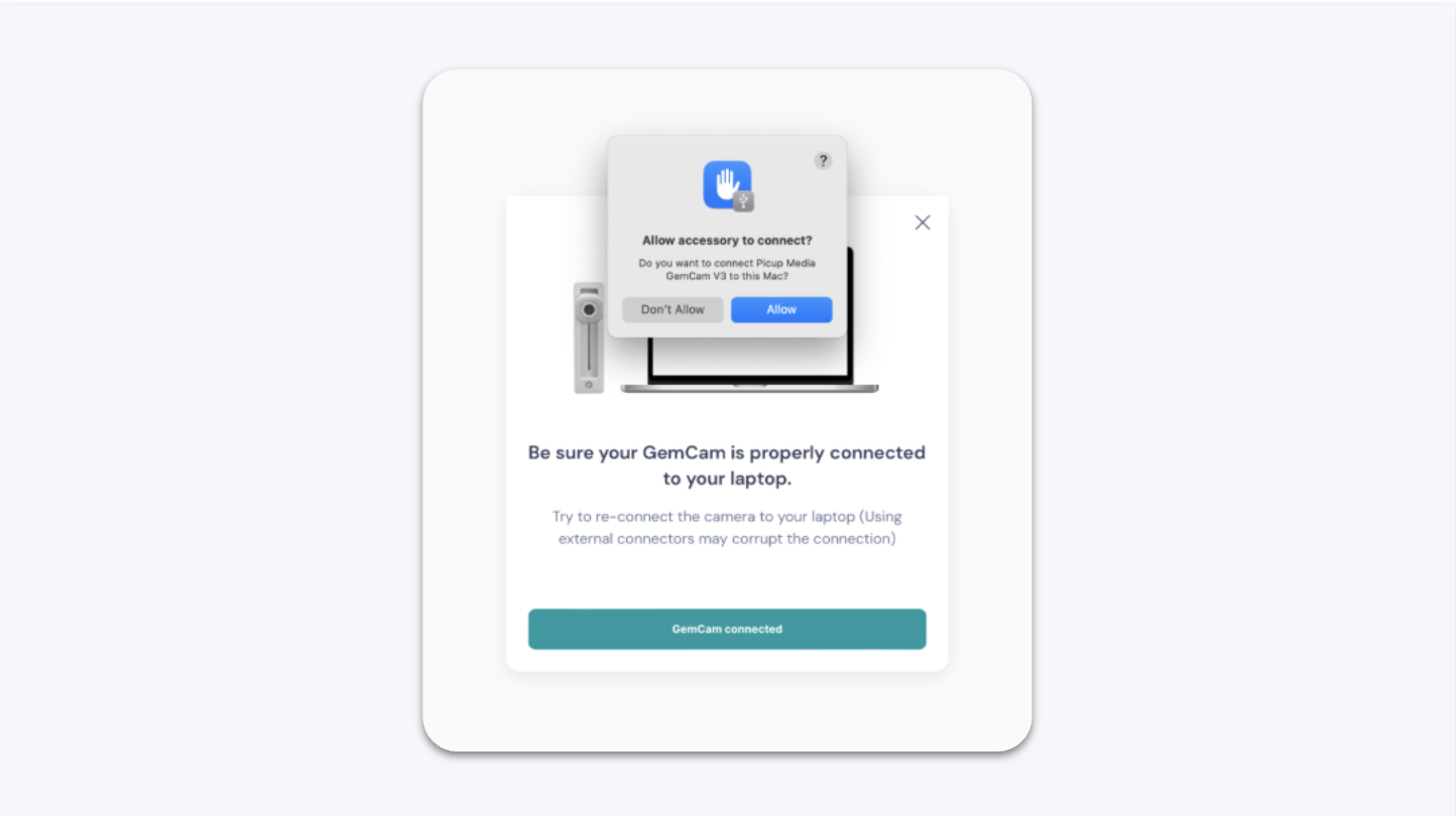 OS Permission Prompt to Allow GemCam Connection