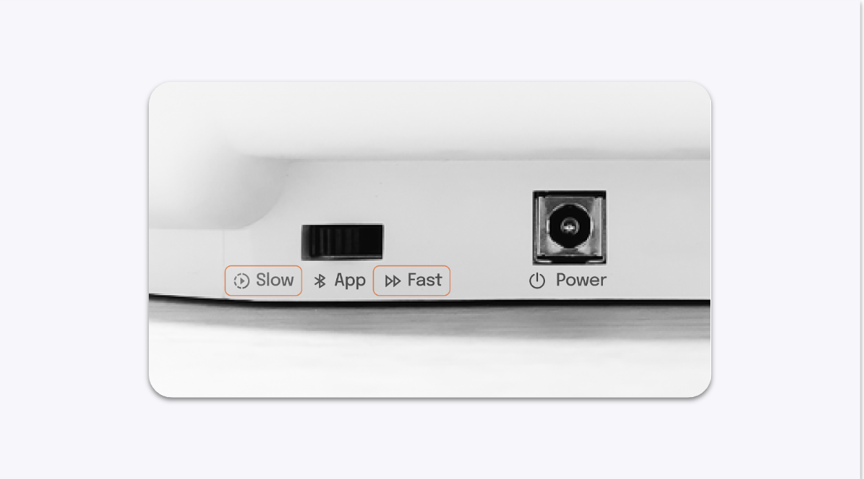Manual Speed Switch on Back of GemLightbox Pro