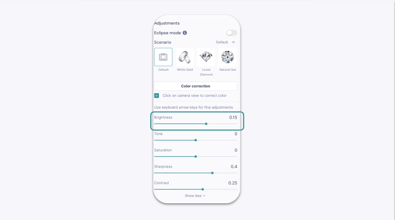 Brightness Adjustment in GemCam Control Panel
