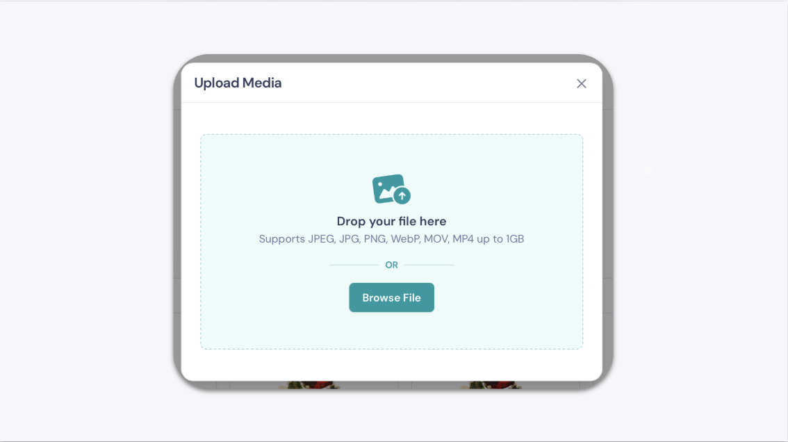 Upload Media Dialog in the GemIQ app