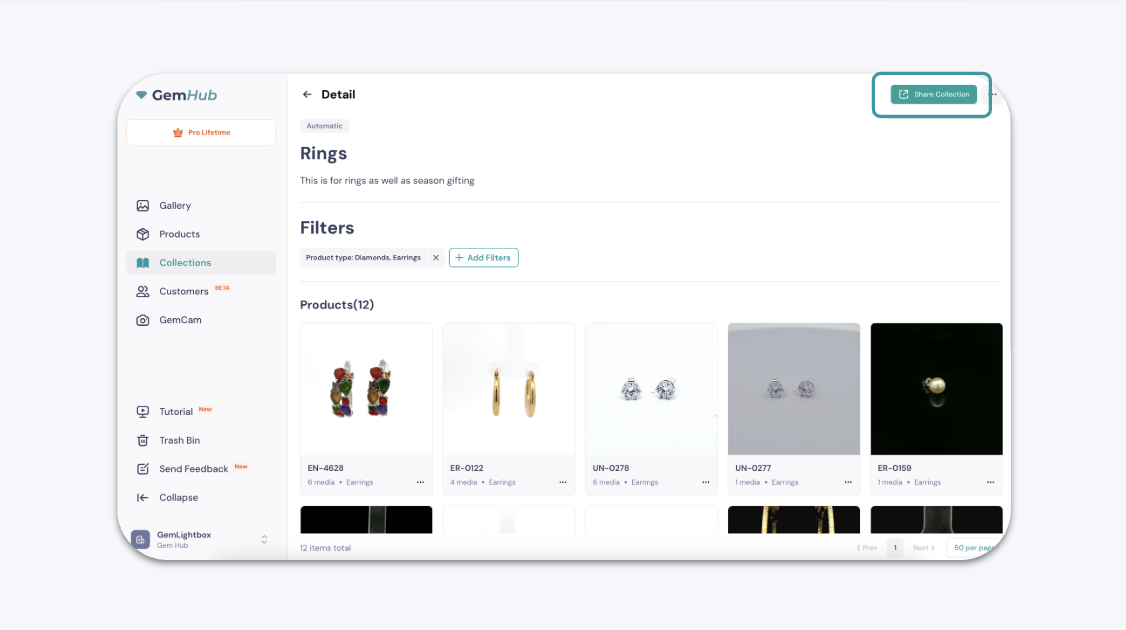 The Share Collection button inside an open collection.