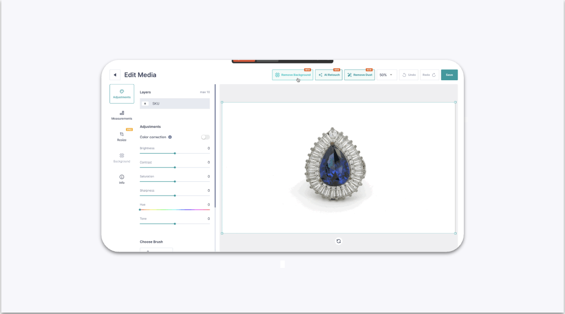 GemStudio AI Editing Options in the GemIQ App