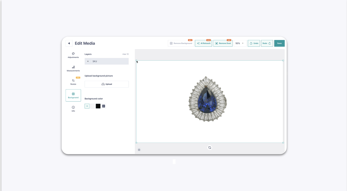 Resizing Jewelry with Corner Handles in the GemIQ App