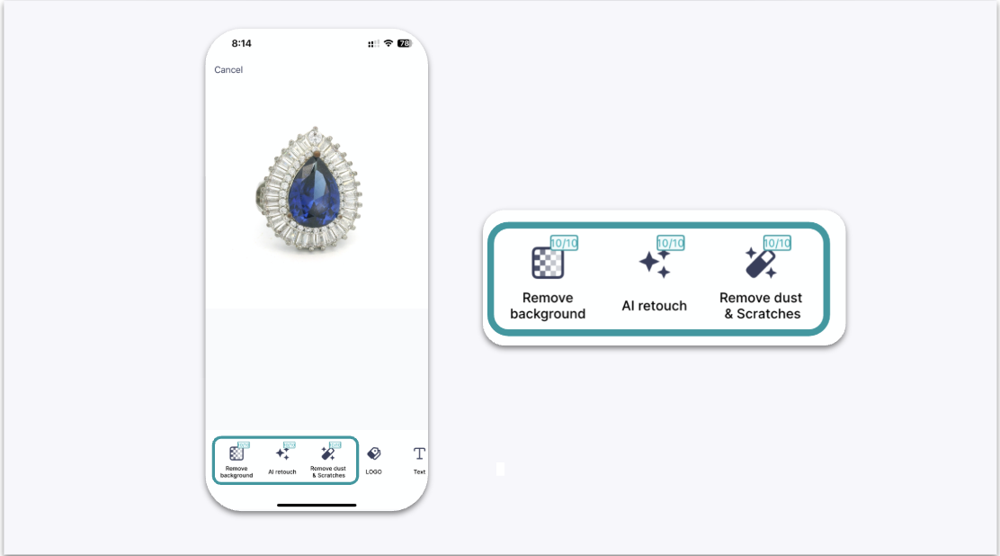 Remaining AI Feature Uses Displayed in GemIQ app