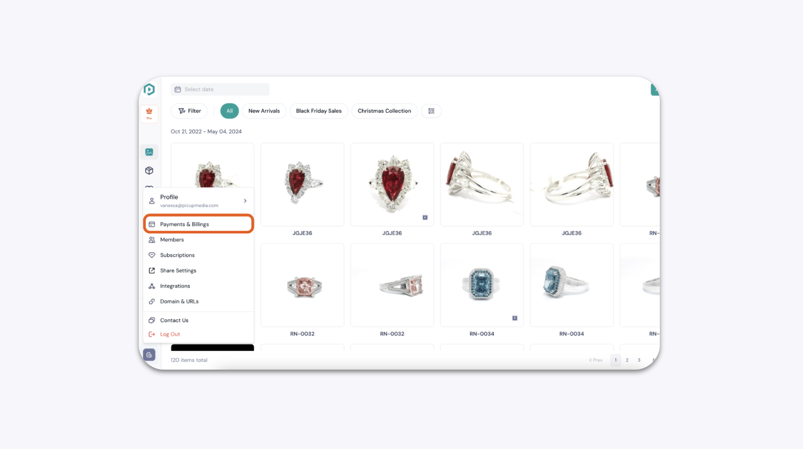 Your Account Menu in the GemIQ App Highlighting Payments and Billings