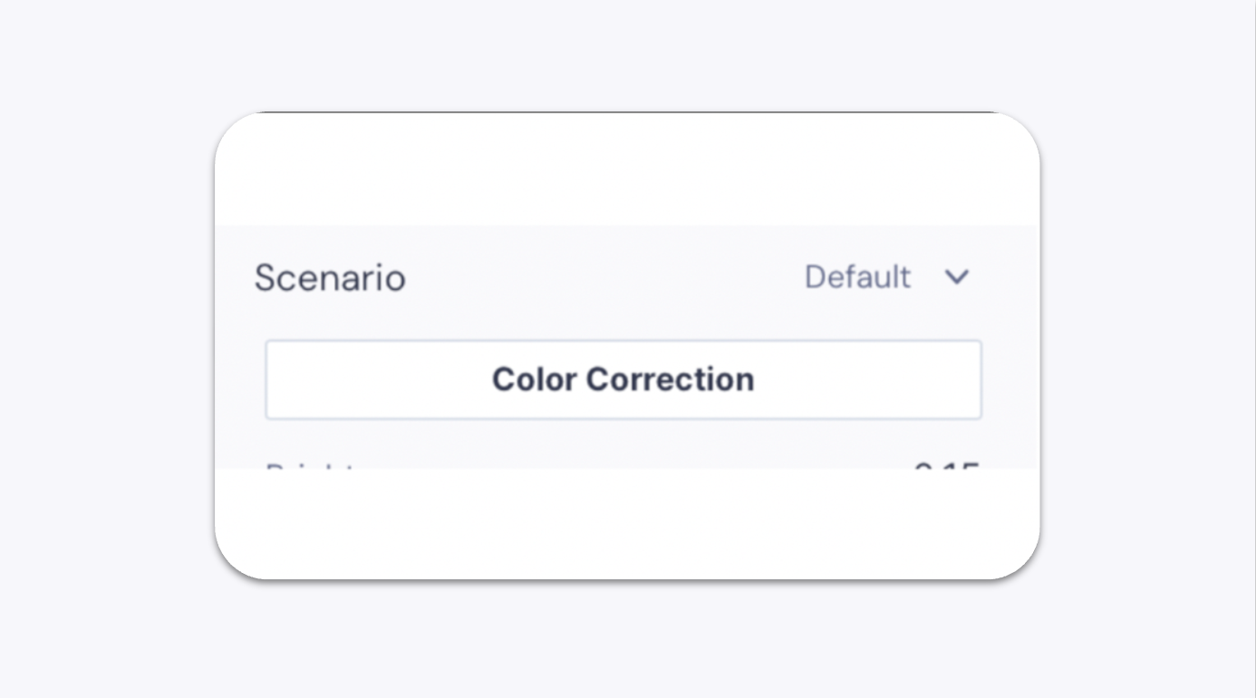 GemCam Control Panel Showing the Color Correction Button