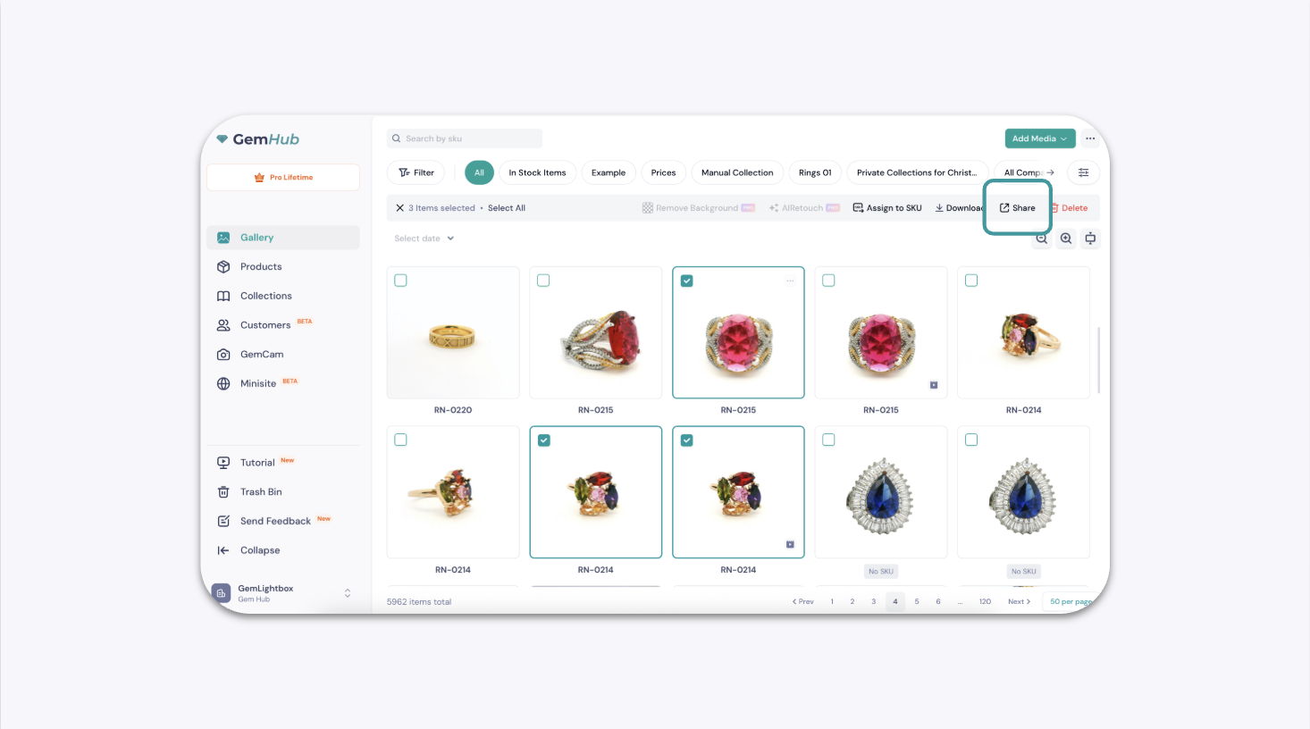 Selecting Multiple Images in the GemIQ App Gallery