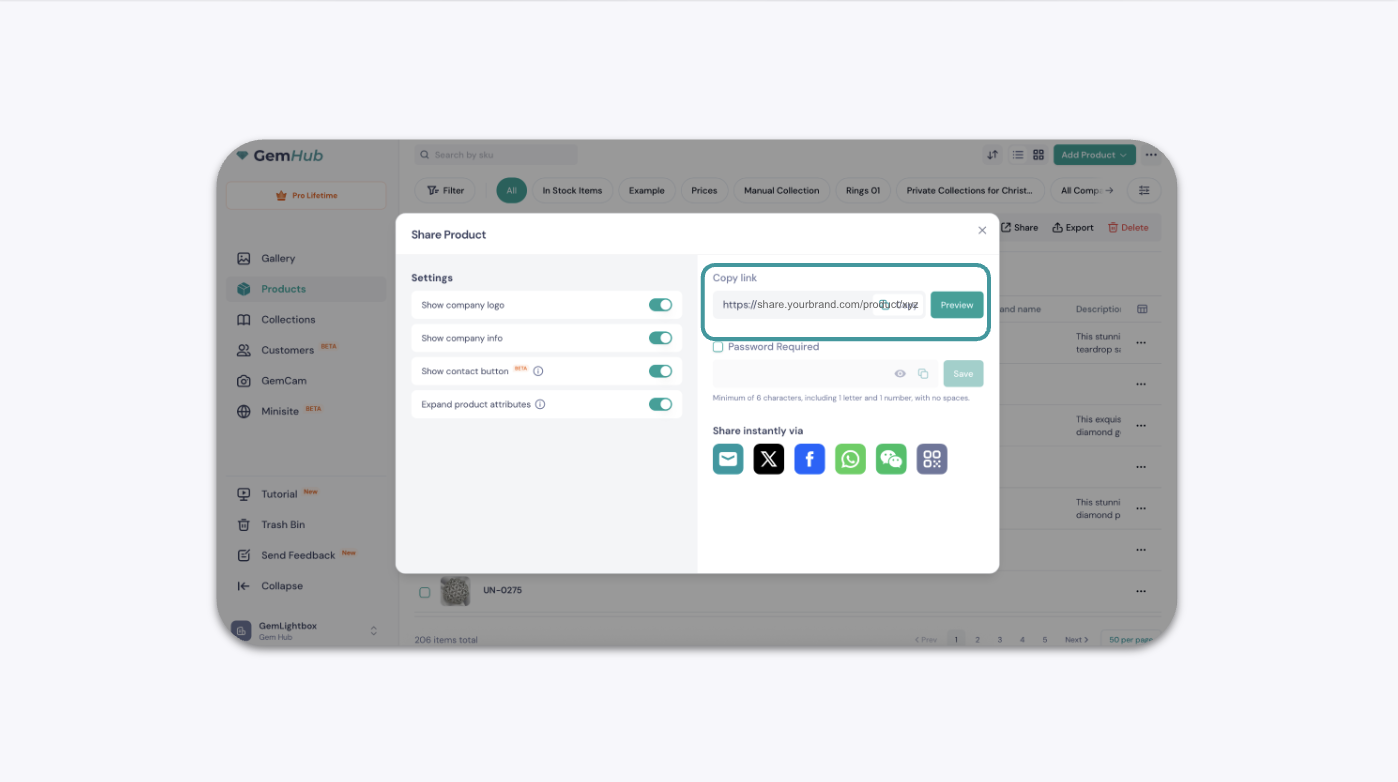 GemIQ app Share Link Using Custom Domain Instead of Default gembox.app