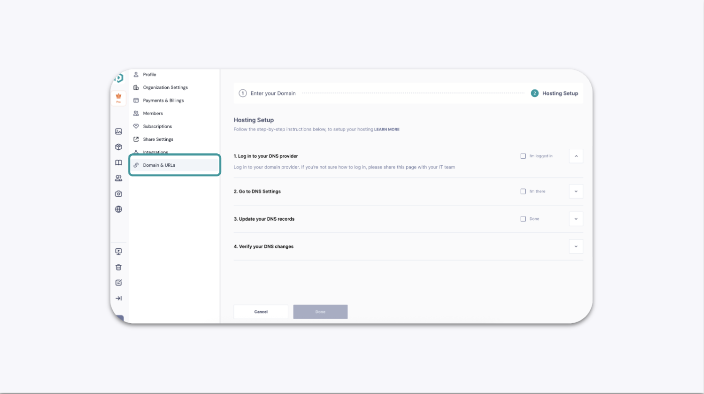 GemIQ app Domain Entry Form With Subdomain, Brand, and Top-Level Domain Fields