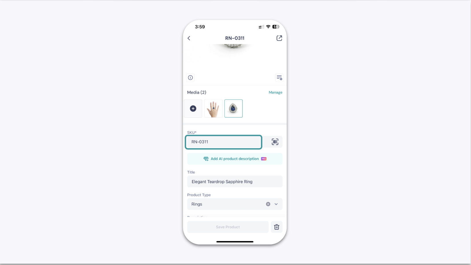 Preview Screen SKU Field with Manual Entry