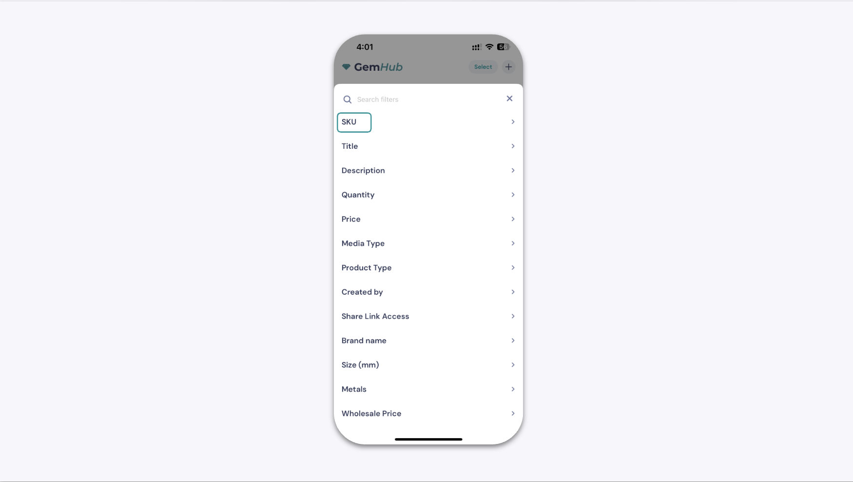 GemIQ app Library with Filter Icon Highlighted
