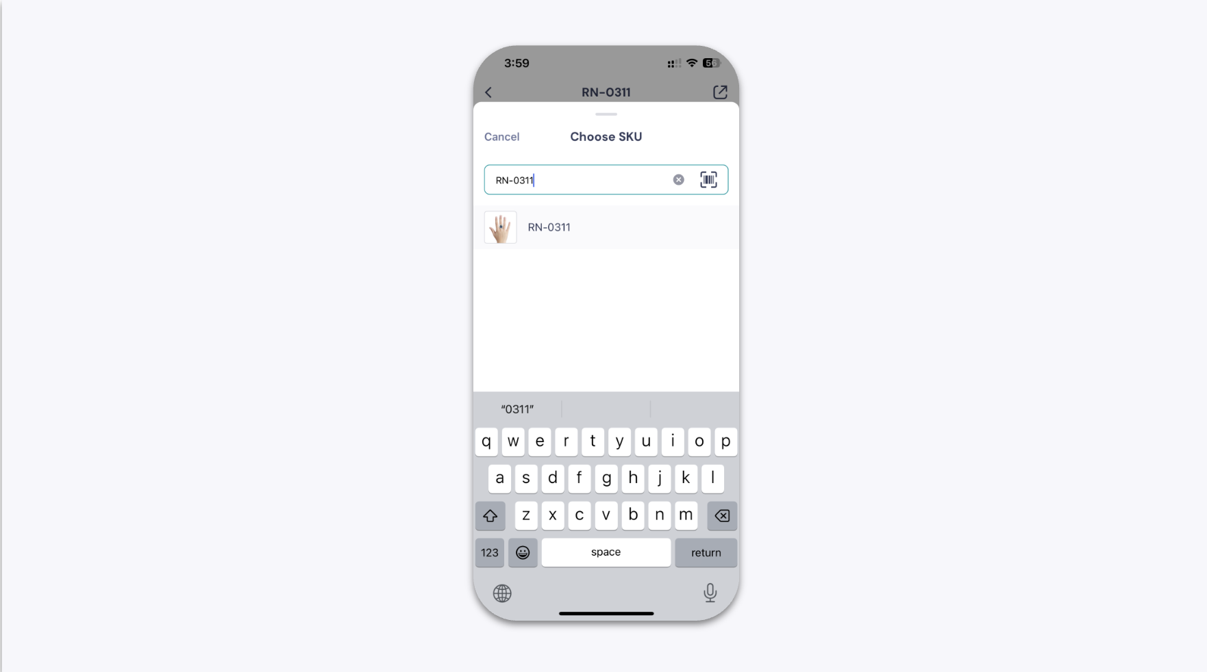 GemIQ app Search Results Showing Matching Product