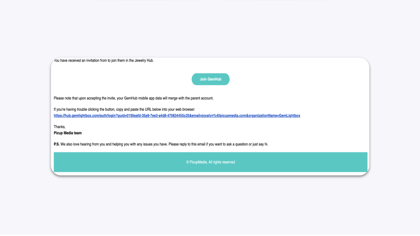 GemIQ app Invitation Email