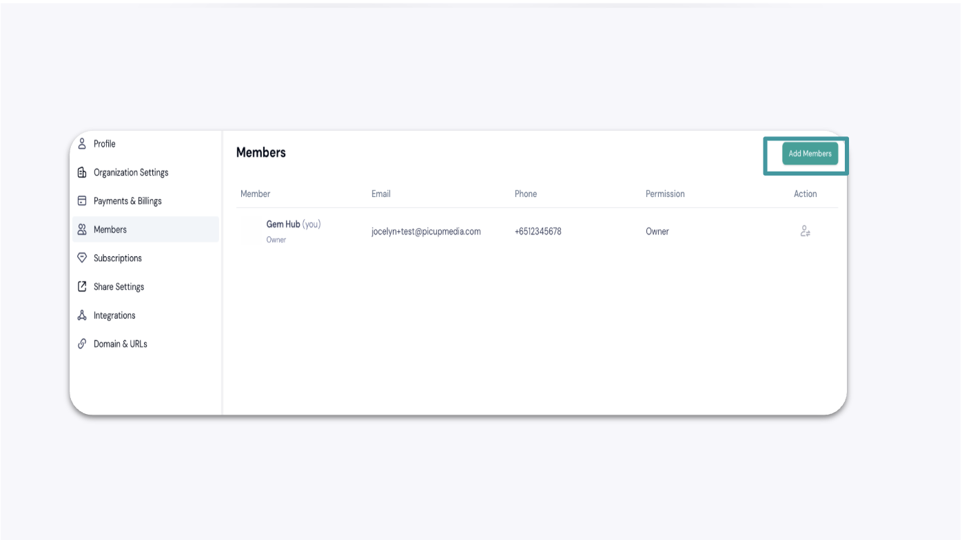 Add Members Button in the GemIQ app